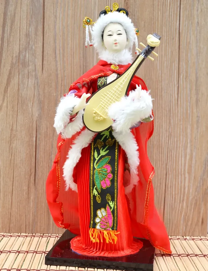 Peking opera character expression and emotional portrayal on porcelain doll face.