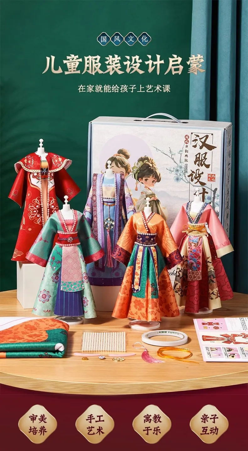 Close-up of premium quality silk-like fabrics in vibrant colors for authentic Hanfu dress making.