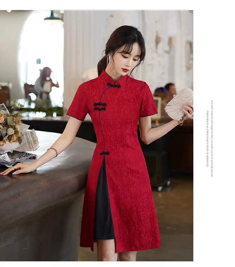 Model wearing vintage cheongsam for special occasion showing elegant sophistication.