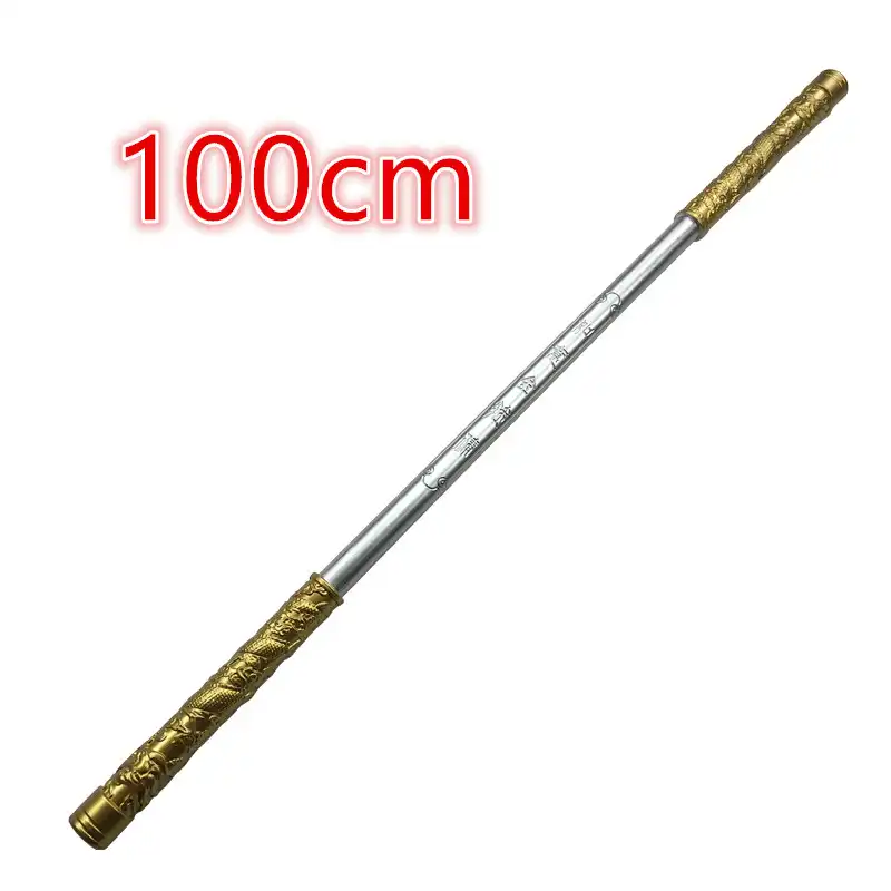 Person holding Sun Wukong staff demonstrating 100cm size scale and lightweight design.
