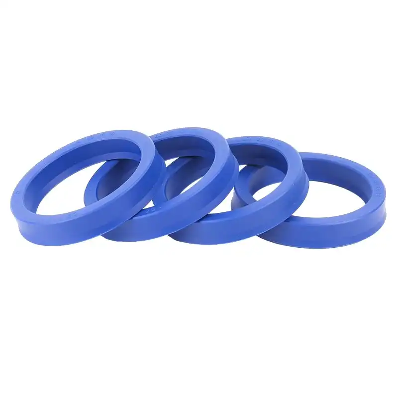 Multiple sizes of hydraulic oil seals arranged showing 8mm to 19mm diameter range options.