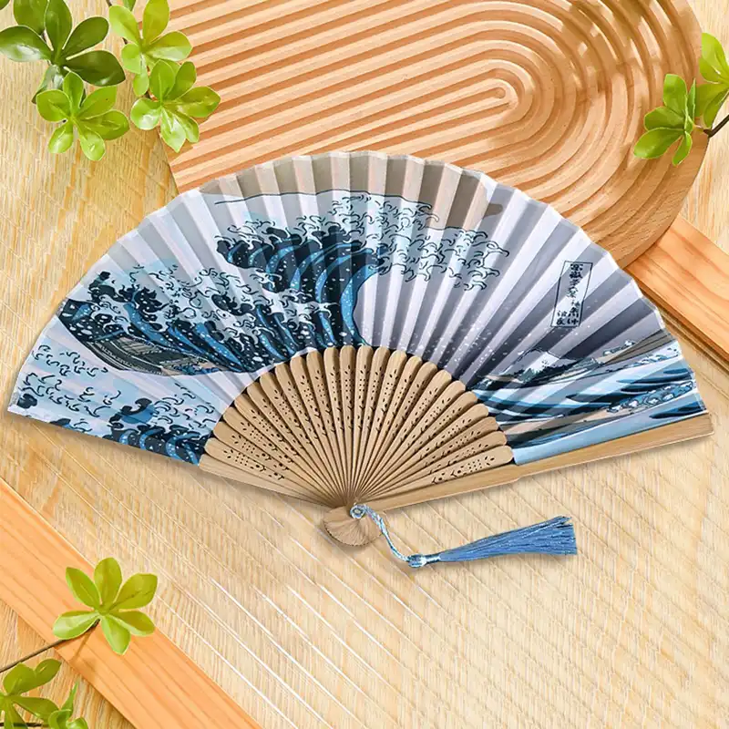 Japanese folding fan gift packaging display showing elegant presentation for special occasions and gifts.