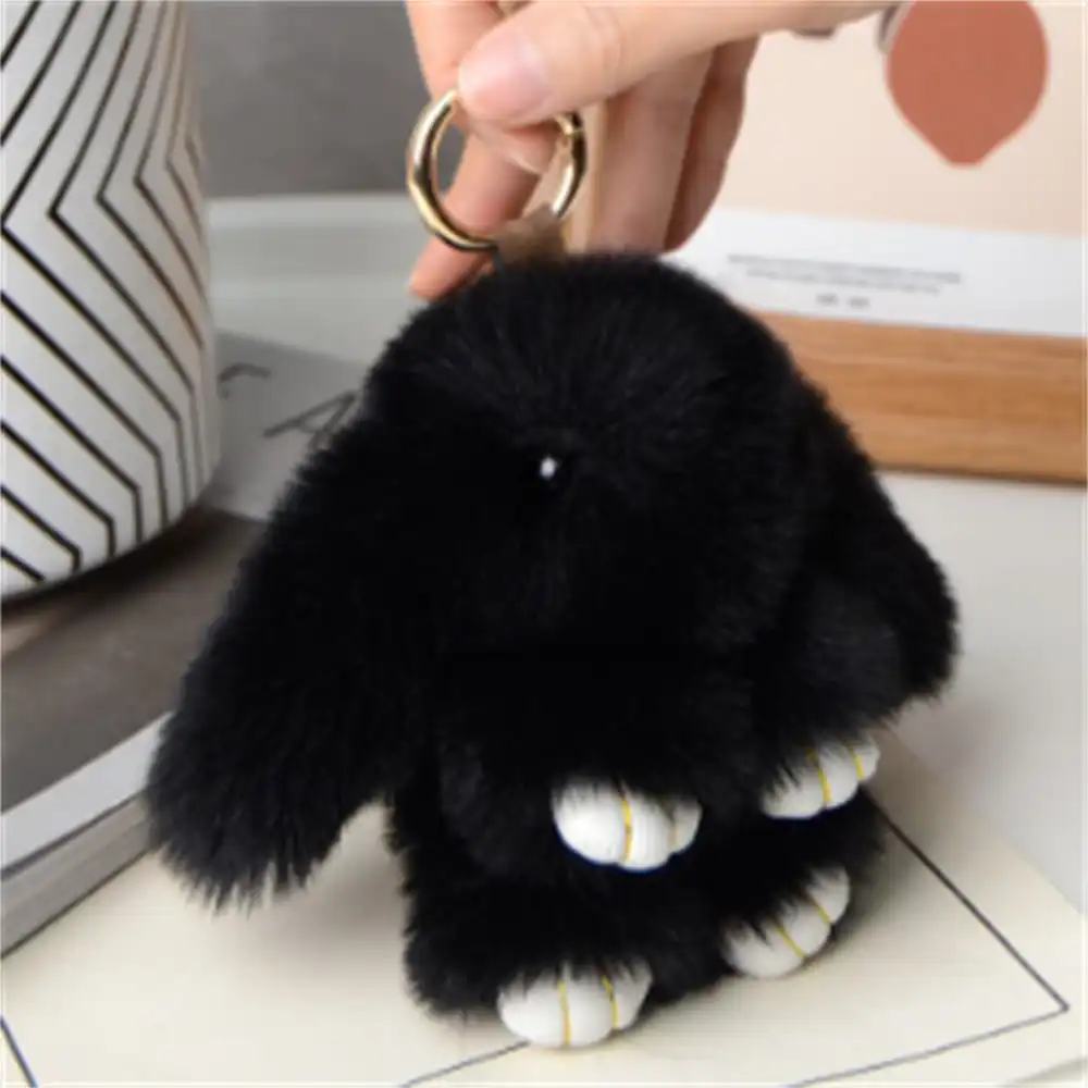 Close-up view of fluffy rabbit fur texture showing premium quality and natural softness details.