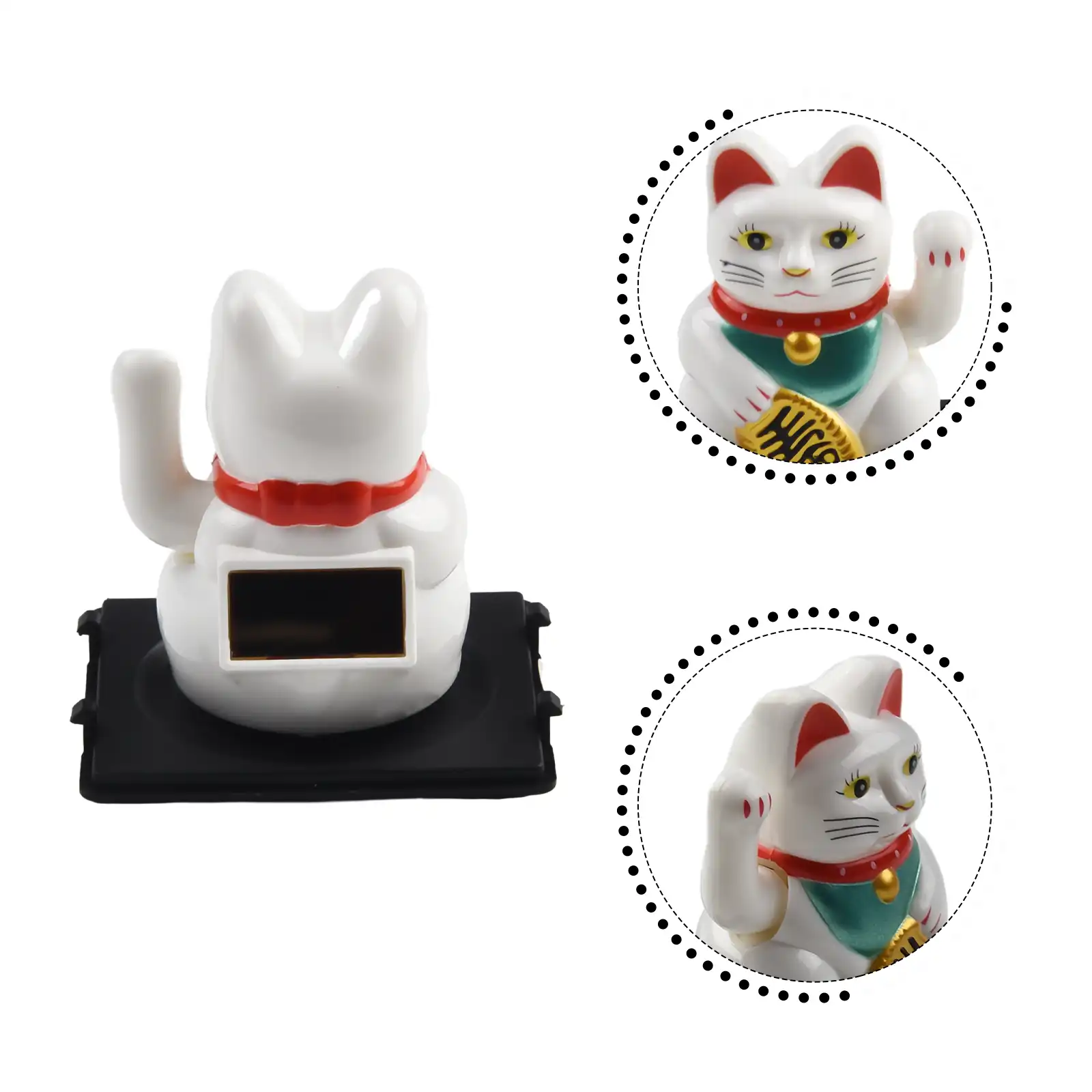 Eco-friendly solar lucky cat requiring no battery replacement or maintenance.