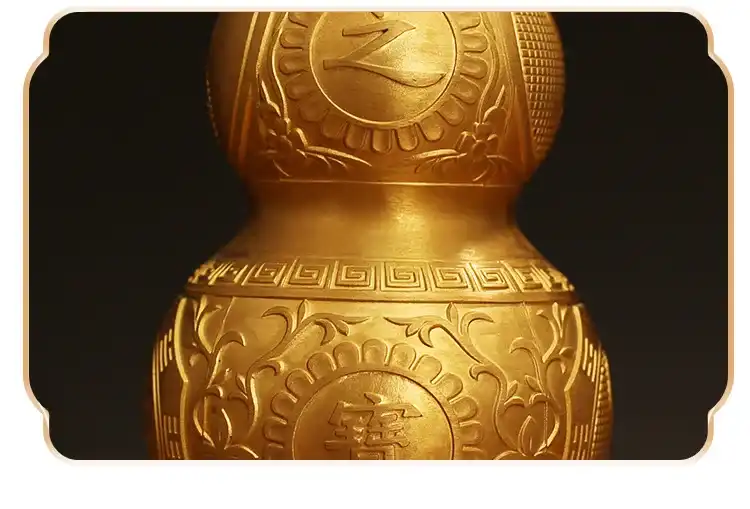 Close-up view of copper Wu Lou gourd showing premium metal construction and traditional design.