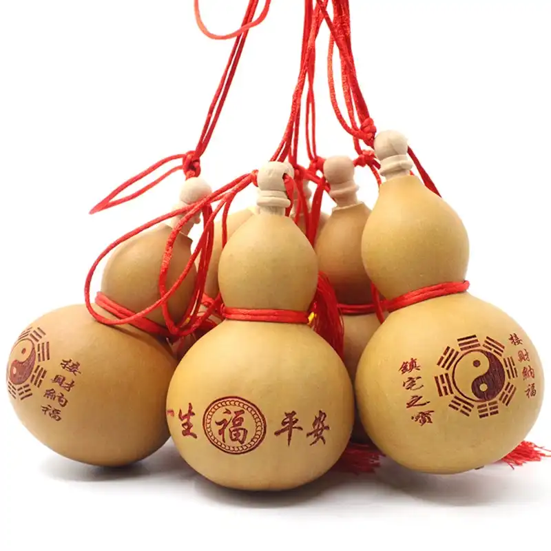 Feng shui gourd ornament displayed for Chinese New Year home decoration and good fortune.