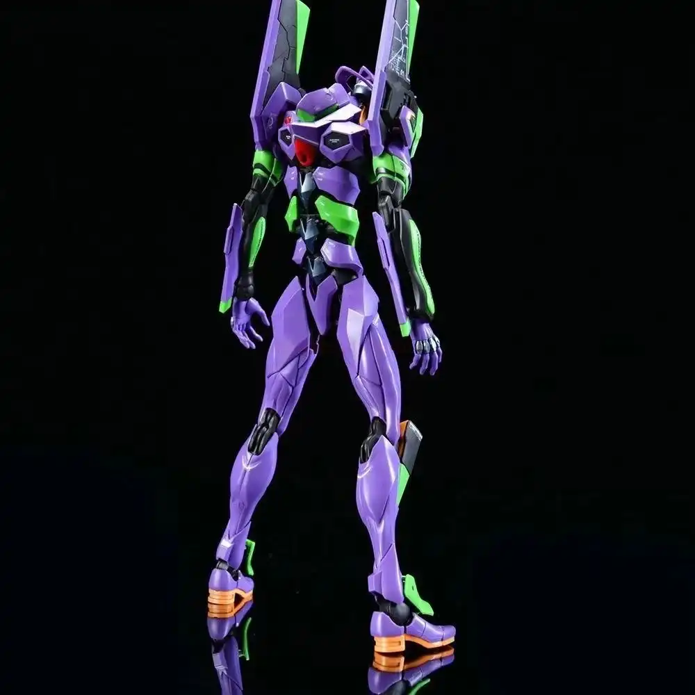 1:144 scale Eva-01 model kit, side view of assembled figure..