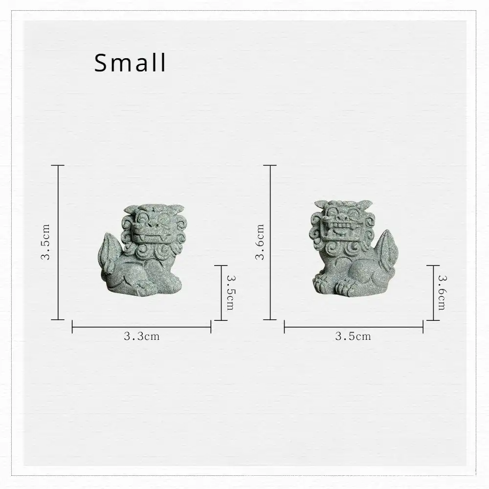 Close-up view of foo dog statue craftsmanship showing stone texture and carved features.