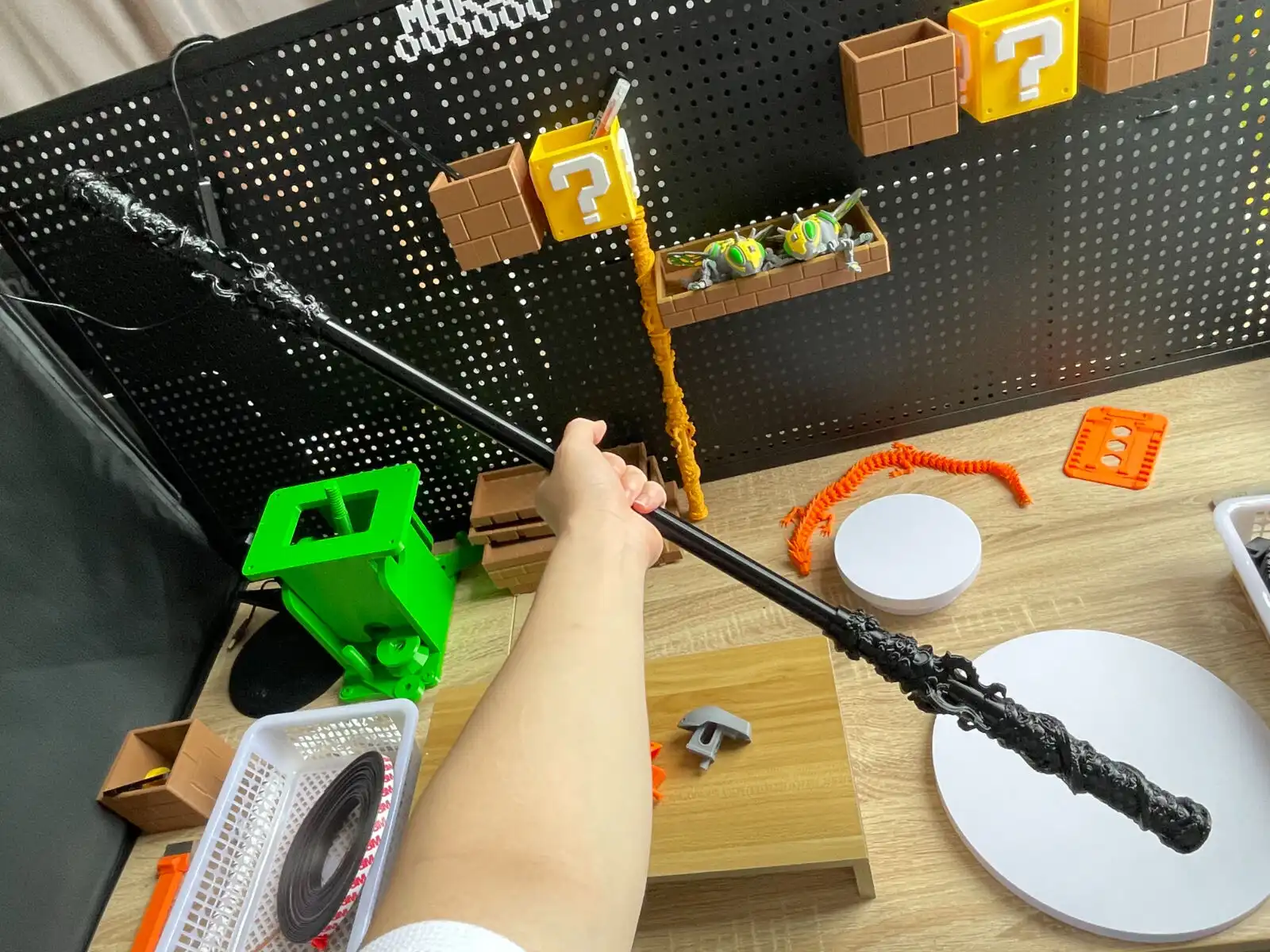 Ruyi Jingu Bang cosplay prop being held demonstrating proper scale and weight distribution for performance use.