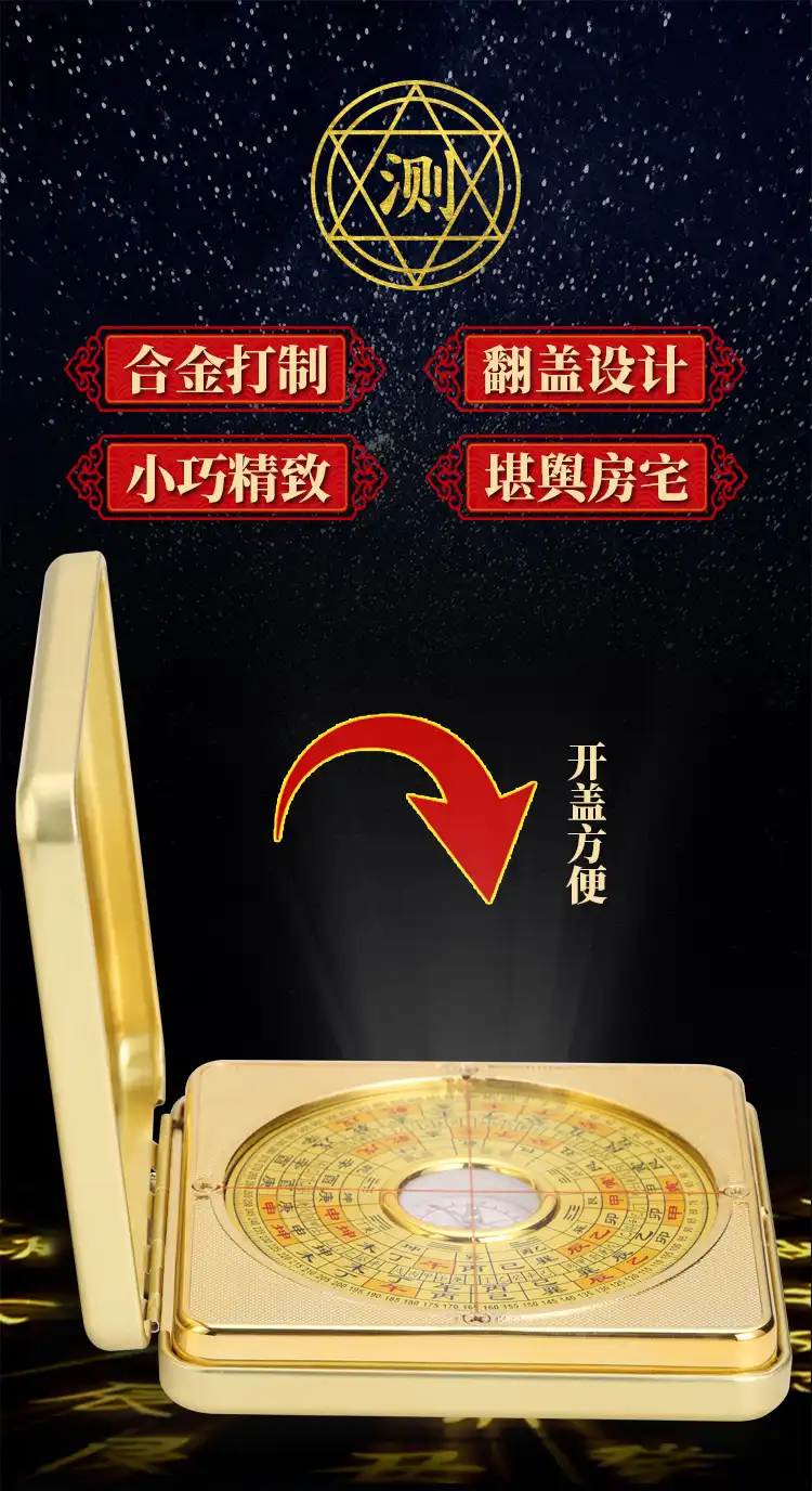 Luopan compass placed on feng shui bagua diagram showing practical application in space analysis.