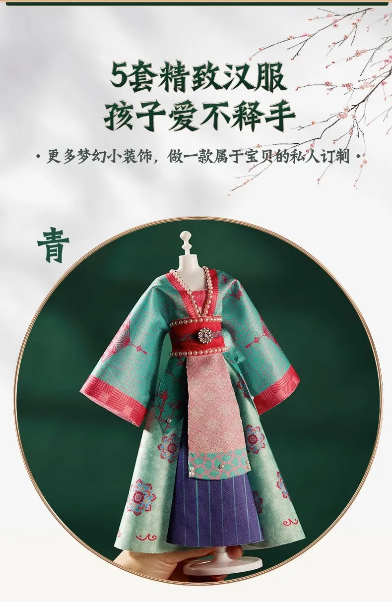 Child wearing completed DIY Hanfu dress showing the beautiful results of the craft project.