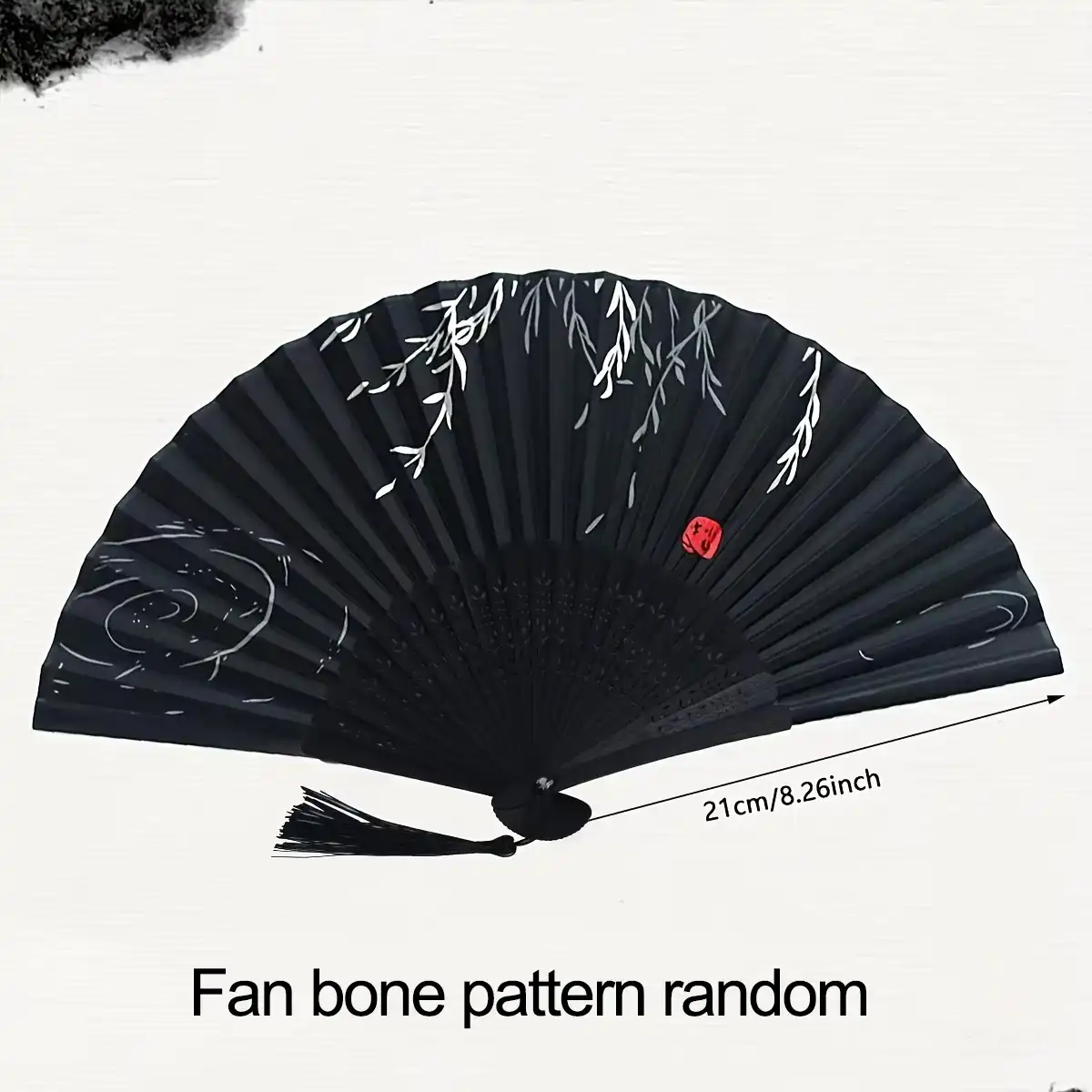 Performance artist using wooden folding fan in traditional Chinese dance routine.