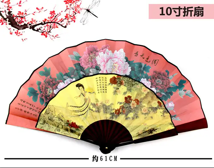 Fan opening sequence showing smooth metal rivet mechanism and gradual silk surface expansion process.
