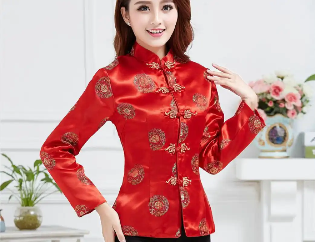 Women's tang suit jacket size chart with detailed measurements for proper fitting.