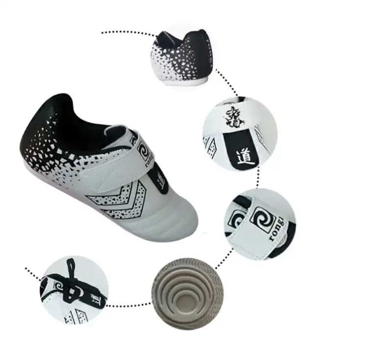 Unisex kung fu shoes in white color suitable for kids to adults practicing martial arts disciplines.