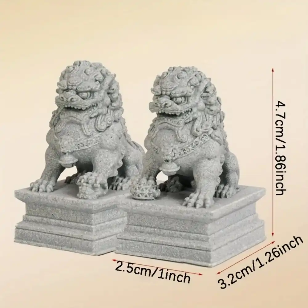 Chinese foo dog statue pair stone guardian lions feng shui home decor traditional protective figurines.