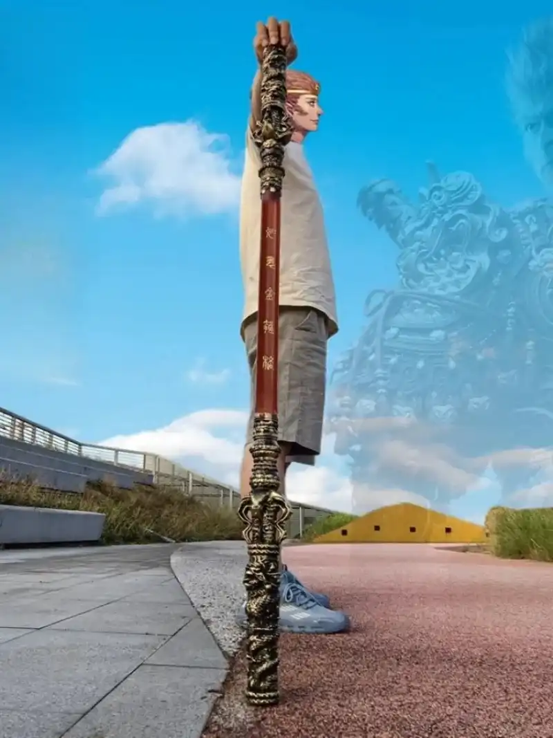 Complete weapon replica showing modern safety design with traditional mythological aesthetics.