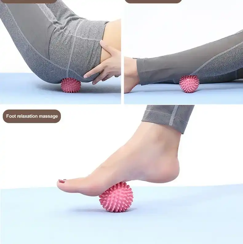 Portable massage ball for cervical relief, top-down view..
