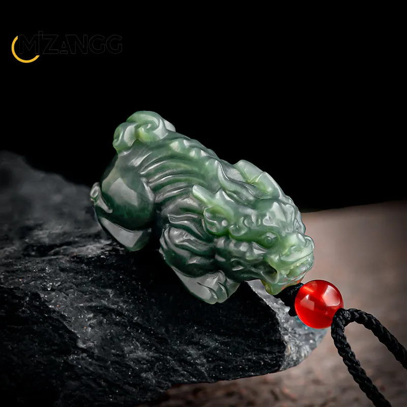 ​​Natural jade color variations showing unique patterns and blue tones in authentic Hetian jade stone.