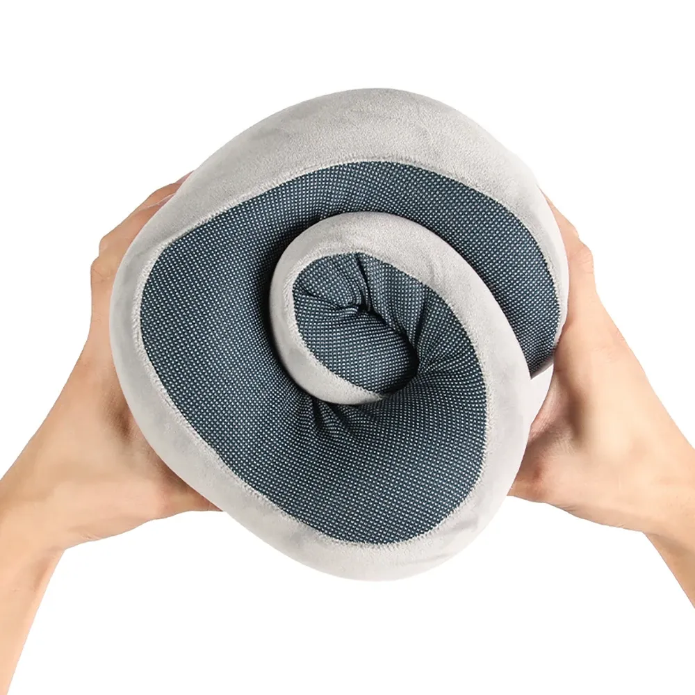 Travel pillow in stripe pattern color showing stylish design and premium cotton fabric quality.