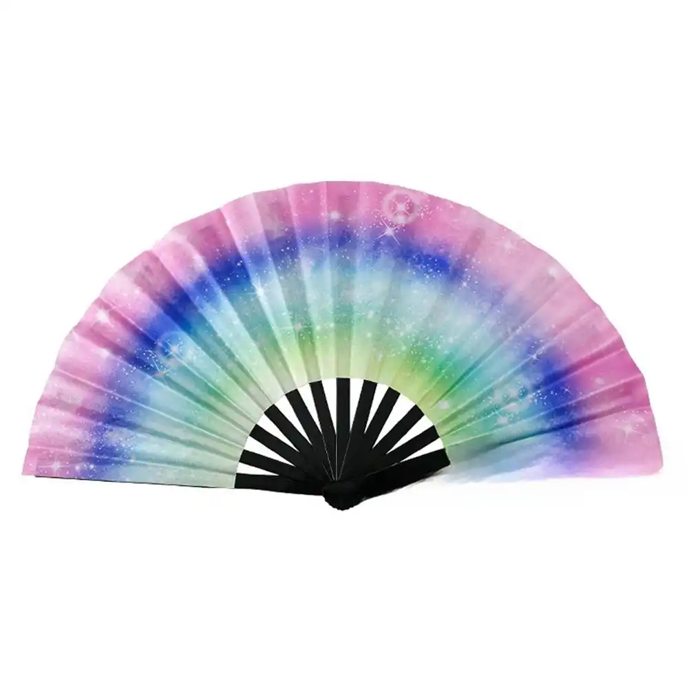 Packaging display showing fluorescent fan presentation and protective storage for shipping and gift giving purposes.