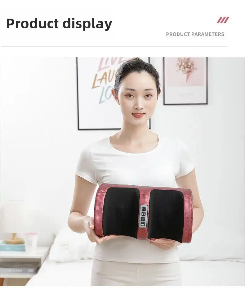 Black red foot massage machine, close-up of kneading rollers..