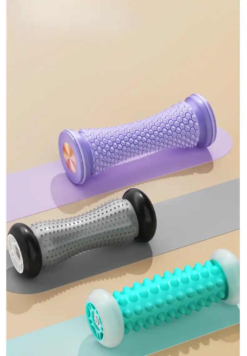 Portable foot massage ball showing compact size perfect for travel and office use.