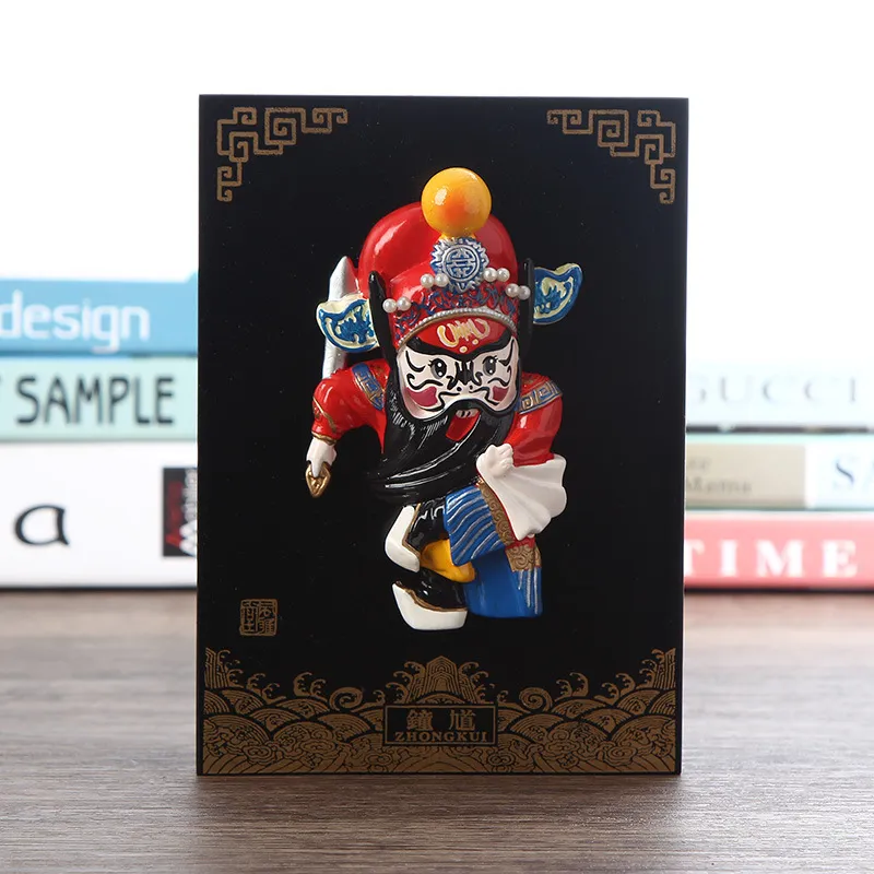 Living room decor display with traditional face changing ornament enhancing cultural ambiance.