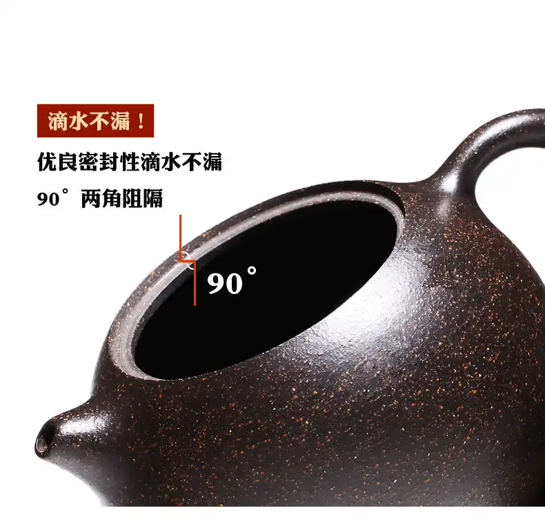 Authentic half handmade black gold sand teapot showing natural purple clay texture and finish quality.