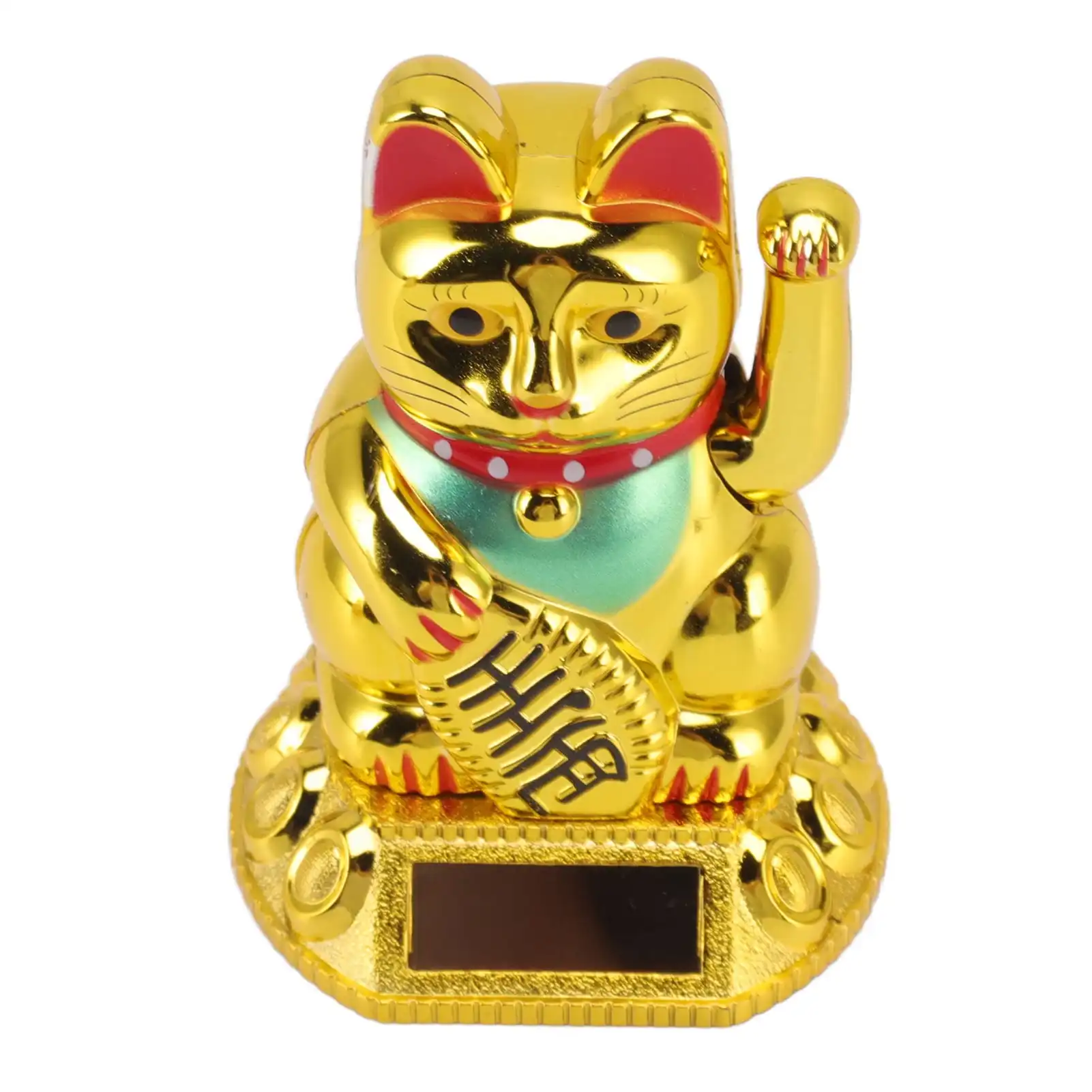 Lucky cat positioned on office desk showing professional workplace decoration usage.