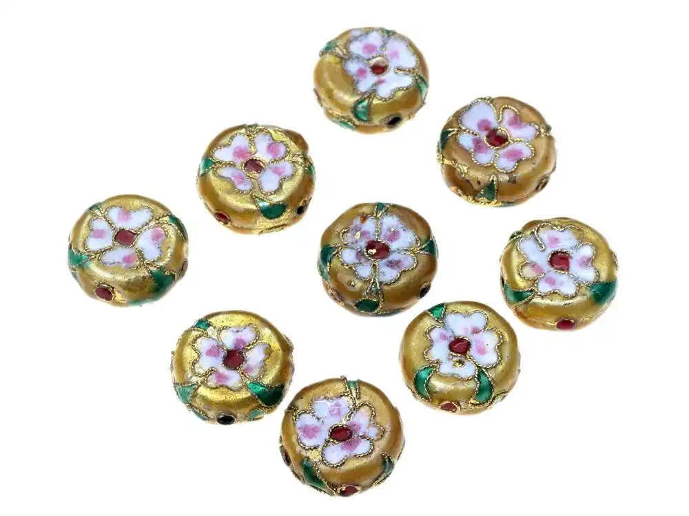 Individual cloisonne bead showcase highlighting intricate wire compartment details.