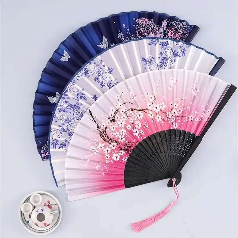 Bamboo fan ribs construction highlighting durable natural material and smooth folding mechanism.