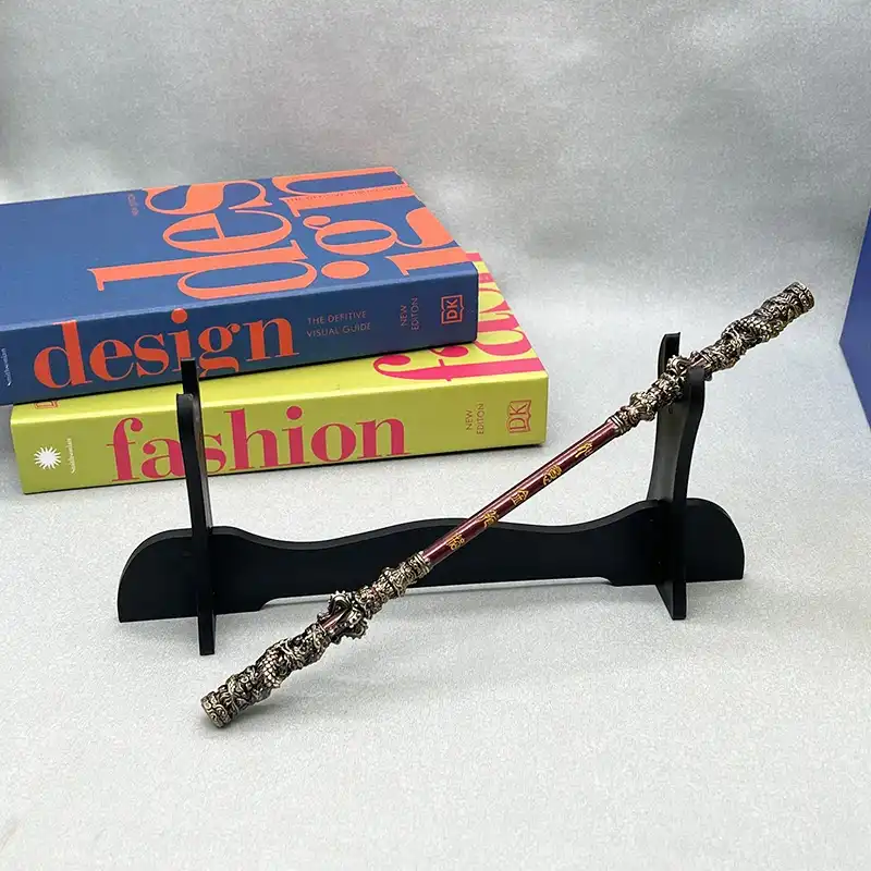 Side profile view of 30cm Black Myth Wukong golden cudgel collectible model