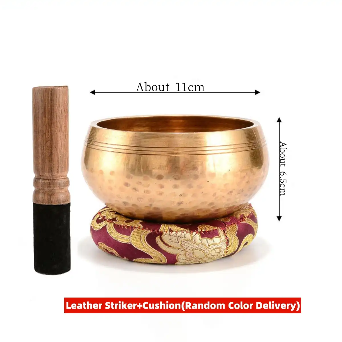 Multiple singing bowls arranged by size showing power and tone variation options.