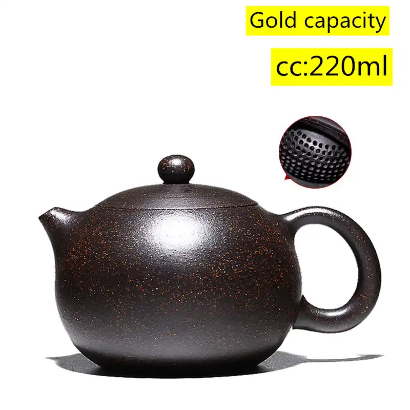 Handmade purple clay teapot collection displaying Xishi design variations and traditional craftsmanship.