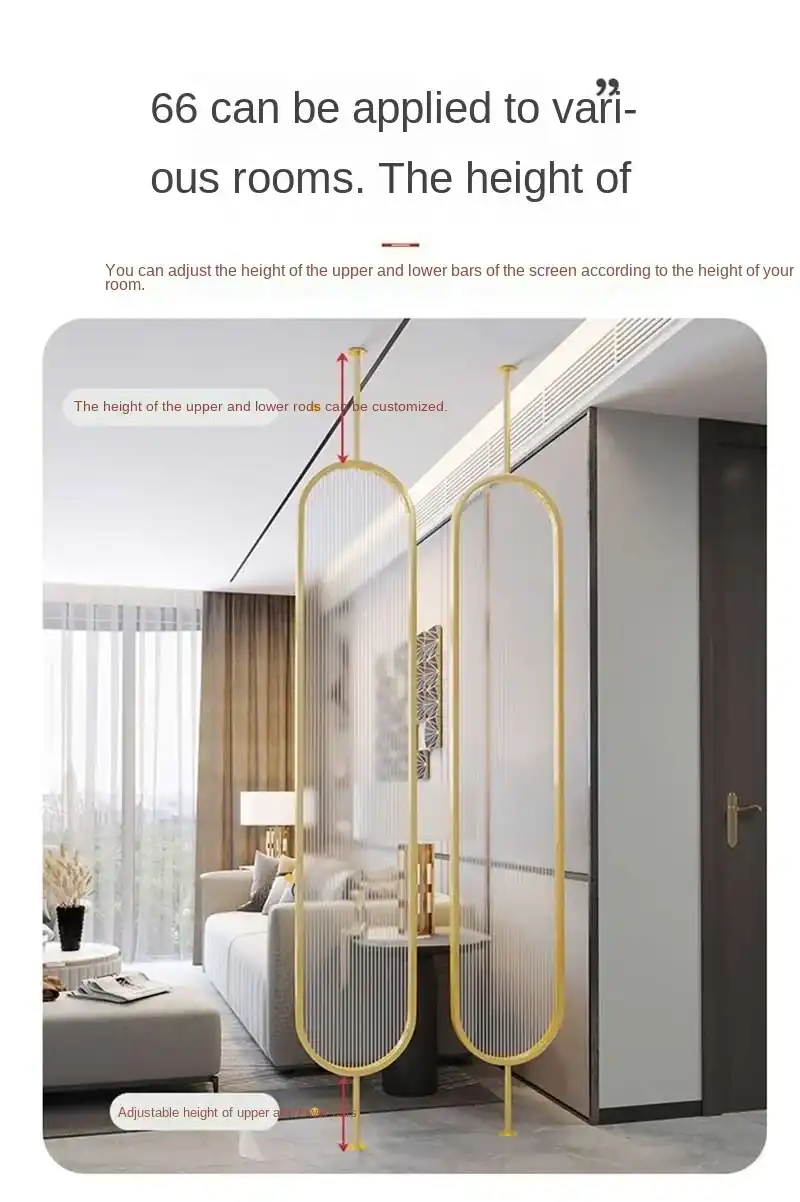 Chinese glass screen partition wall creating privacy zone in open-plan living environment.