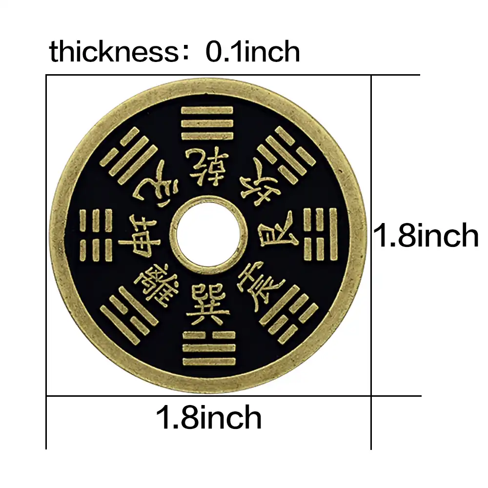 Gift packaging presentation of chinese lucky coins set for special occasions.