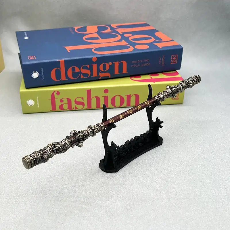 Black Myth Wukong golden cudgel model in collector display case with lighting