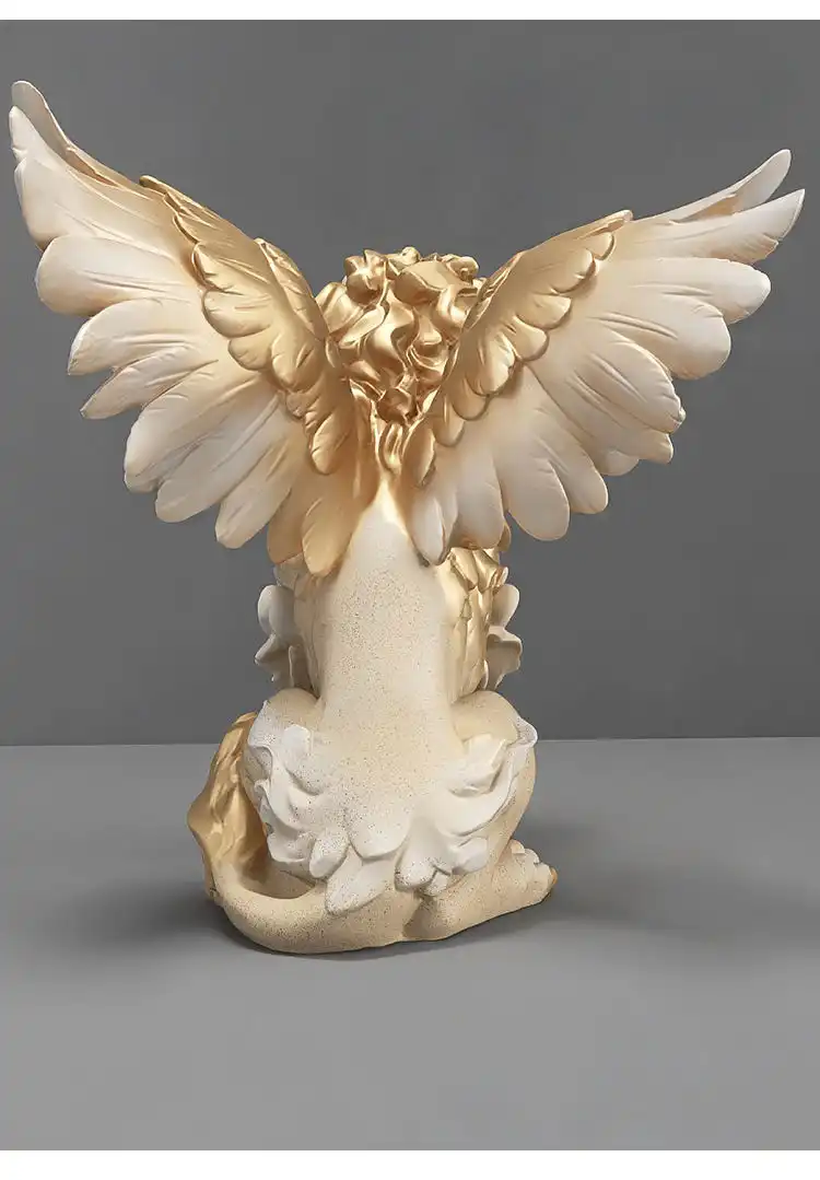 Lion sculpture on floating shelf against white wall demonstrating minimalist styling approach.