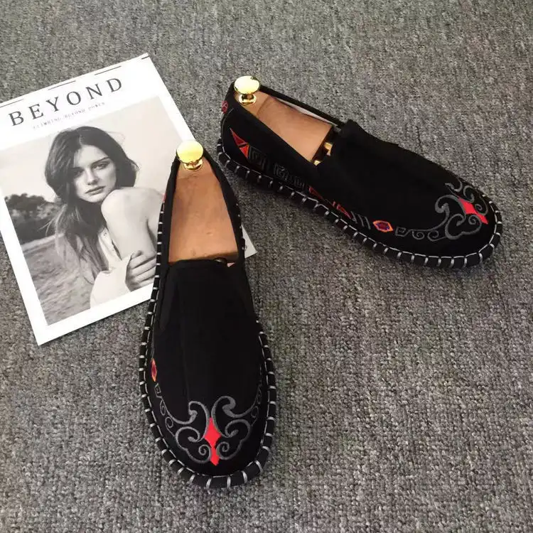 Traditional cloth shoe construction displaying handmade quality and sewn shoe technology.