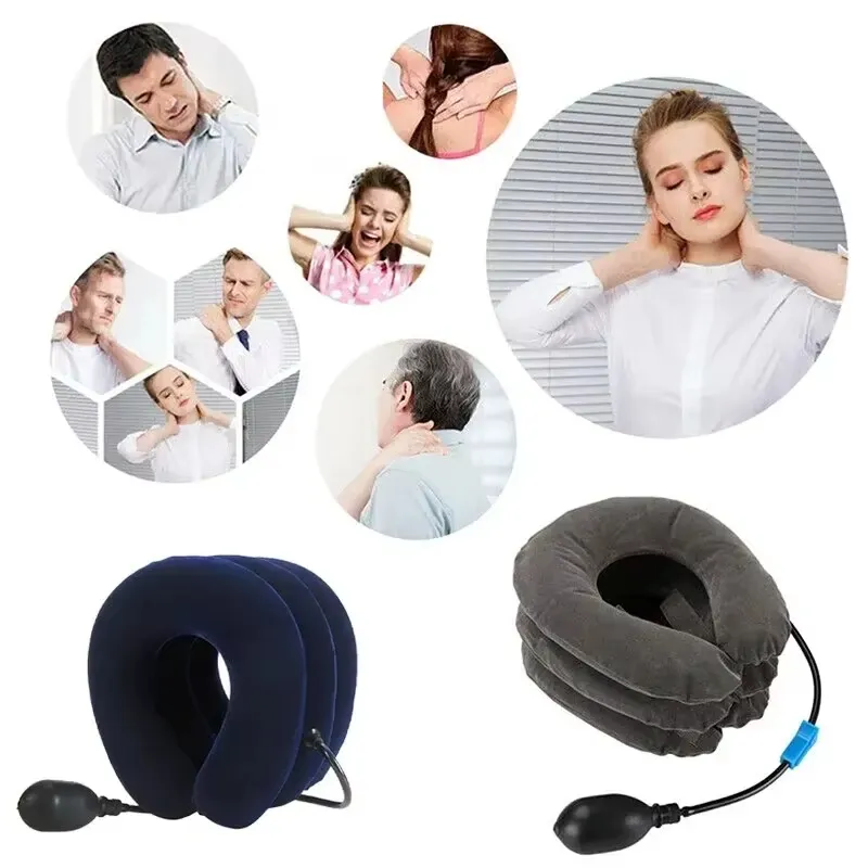 Air pump bulb and adjustment mechanism for customizable cervical traction pressure control.