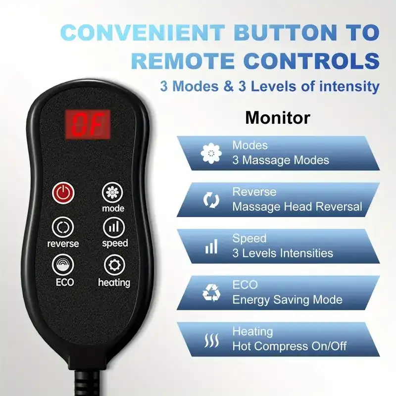 Shiatsu foot massager with control panel, angled view..