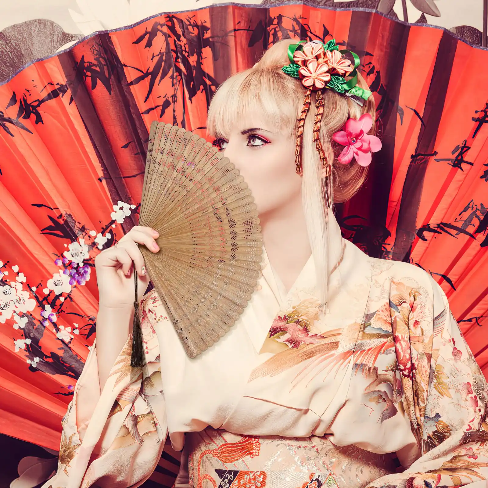 Close-up detail of bamboo ribs and traditional craftsmanship highlighting quality construction.