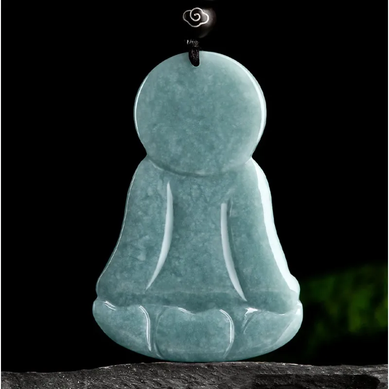 60cm necklace chain included with jade Buddha pendant showing complete jewelry set.