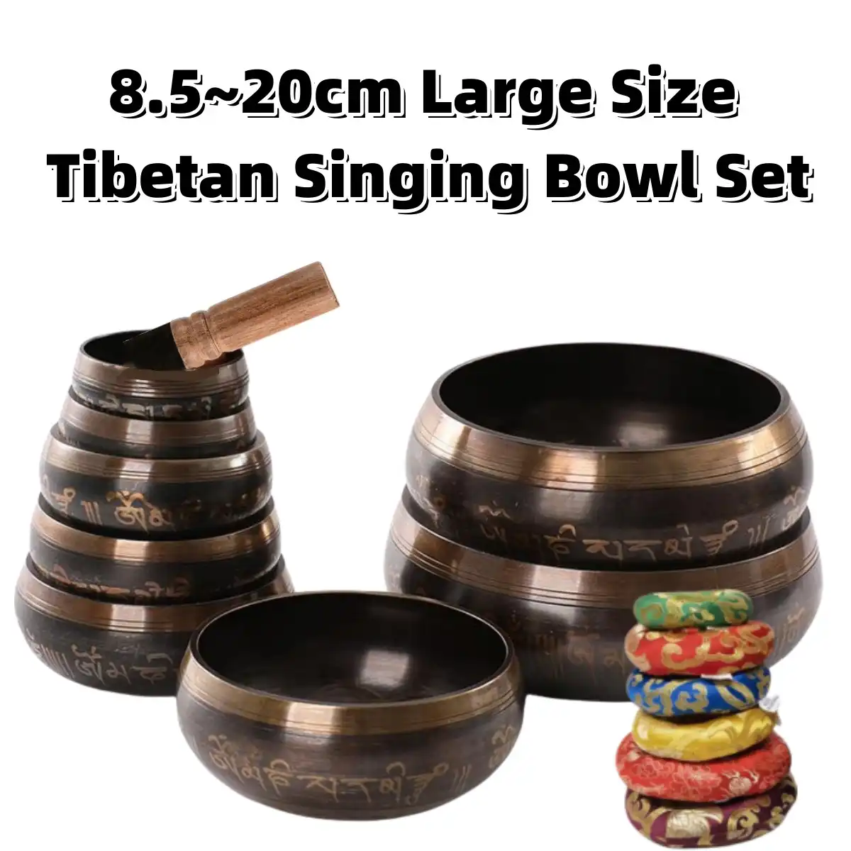 Traditional Tibetan craftsmanship close-up showing hammered metal work and bronze patina.
