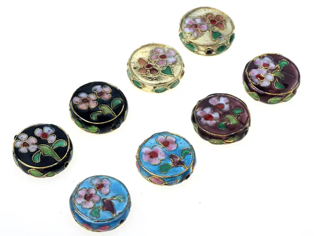 Creative jewelry design inspiration using mixed cloisonne bead shapes and colors.
