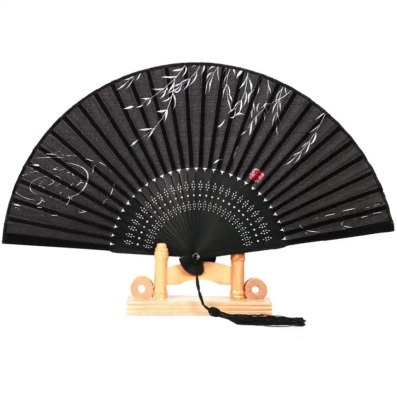 Stage performance props featuring silk fans in theatrical Chinese cultural show.