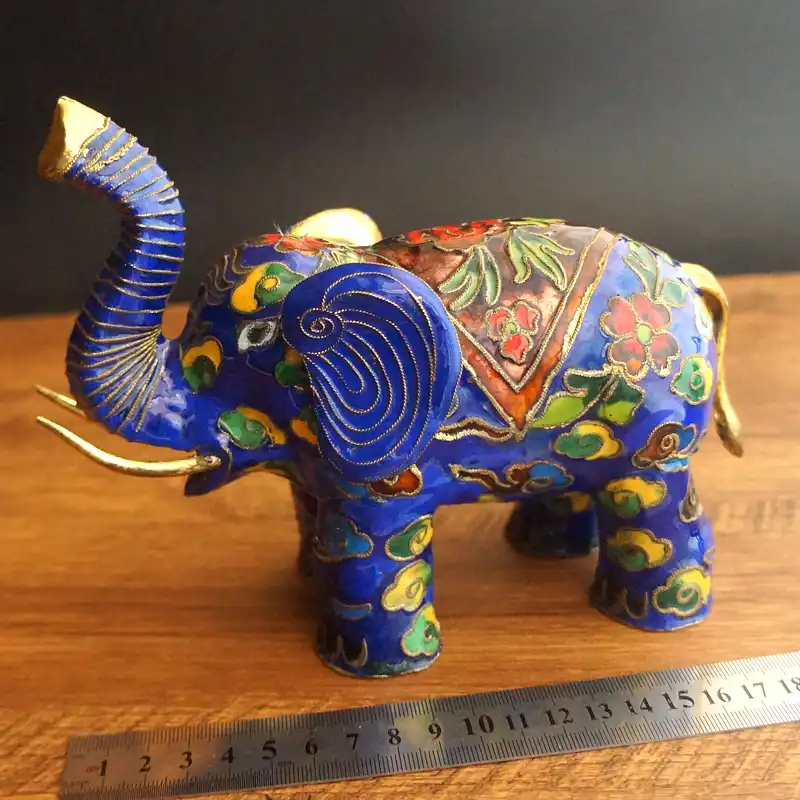 Authentic cloisonne elephant ornament perfect for collectors and cultural art enthusiasts.