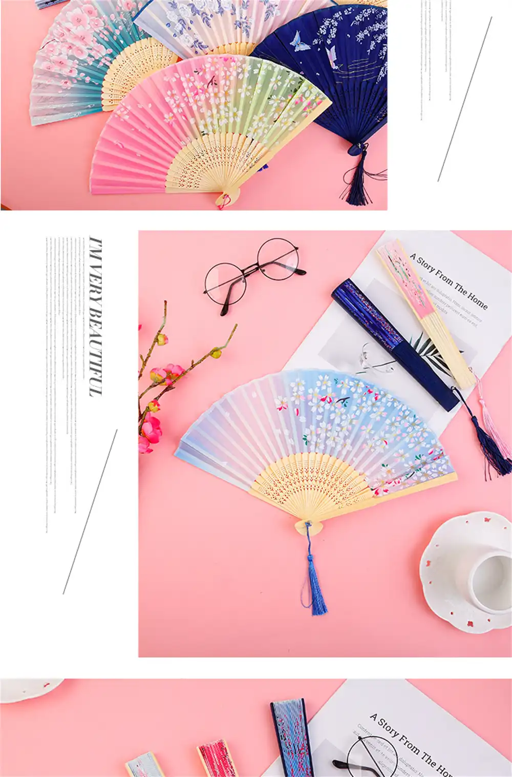 Stage performance with black Chinese folding fan for dance and cultural shows.