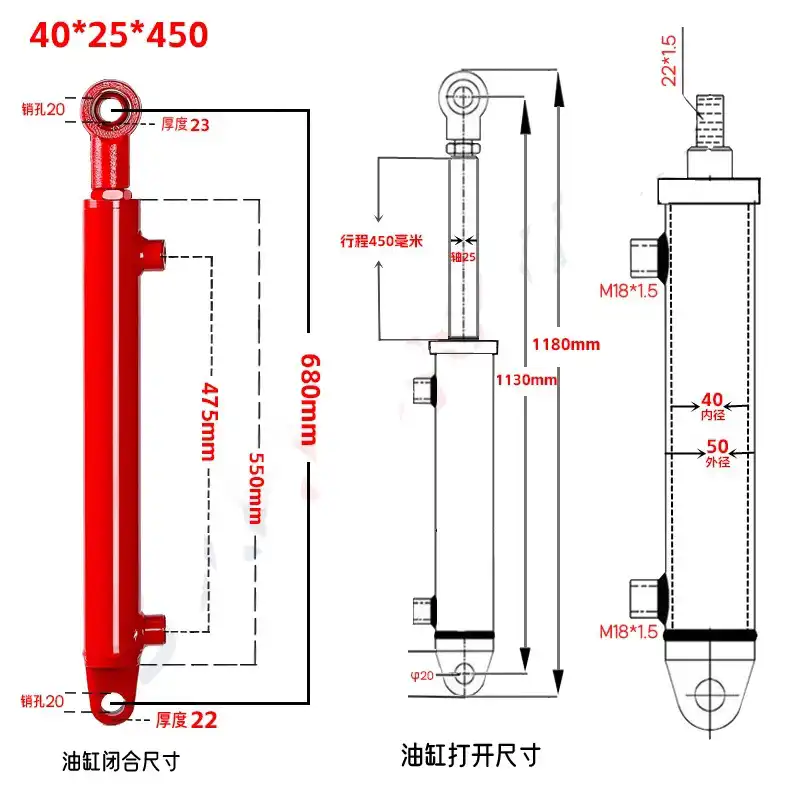 HSG40 steering cylinder demonstrating compact structure and high reliability design.